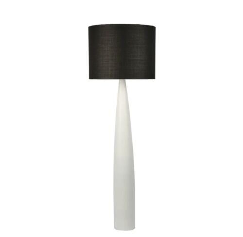SAMSON FLOOR LAMP BASE WHITE WITH BLACK SHADE by Florabelle Living