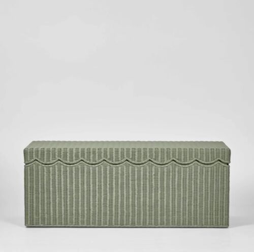 BELLE RATTAN STORAGE BENCH GREEN By Florabelle Living