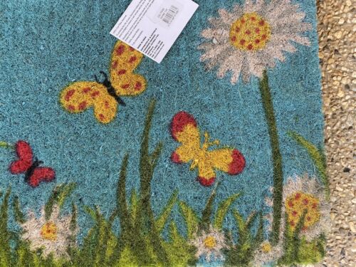 LUXURY THICK DOOR MAT / DOORMAT Butterflies -80X 50CM -100% COCONUT FIBRE