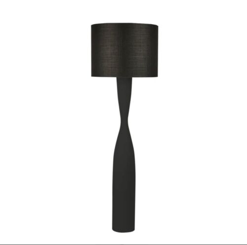 Callum Floor Lamp Base Black with Shade Black By Florabelle Living
