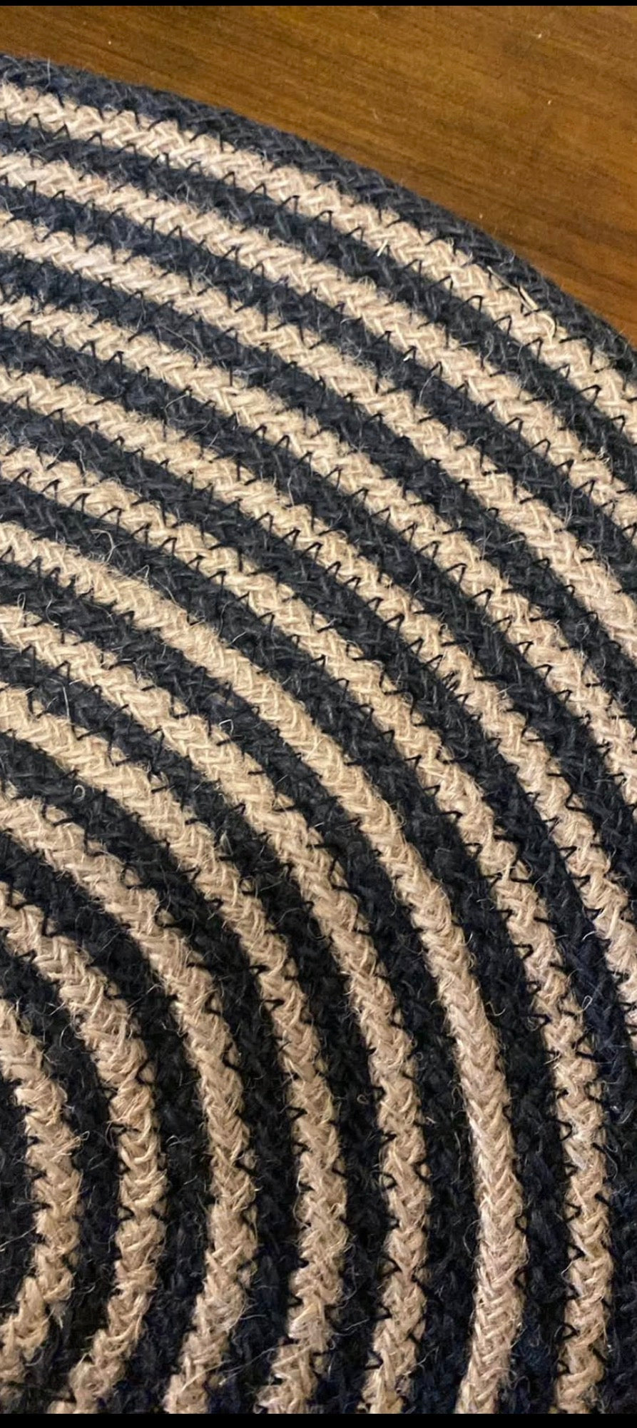 Hand made jute mat / table centre mat or large place mat 69 cm x 43 cm