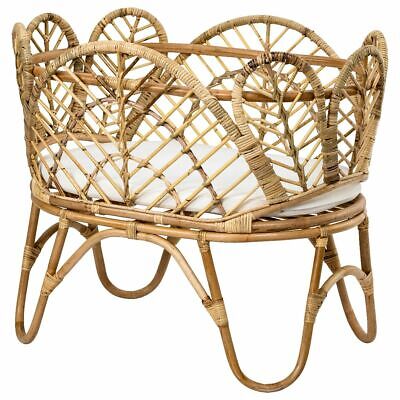 Elise Rattan Bassinet With 6cm White Cushion - Natural - MEL & ADEL METRO ONLY