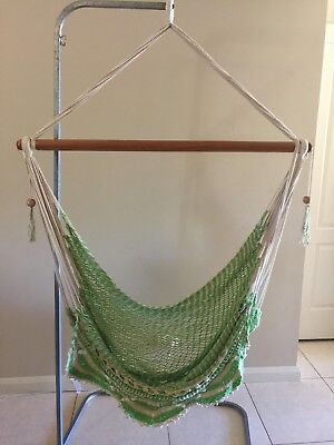 LARGE SIZE PISTACHIO / LIME HANGING HAMMOCK CHAIR WITH CROCHET EDGE - HANDMADE