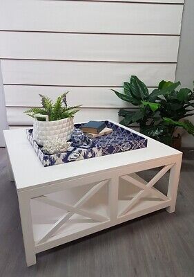Catalina Crossed White Coffee Table RRP $1648