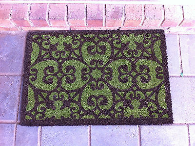 COIR DOOR MAT BROWN AND GREEN PRINT WITH PVC BACK 45 X 75 CM