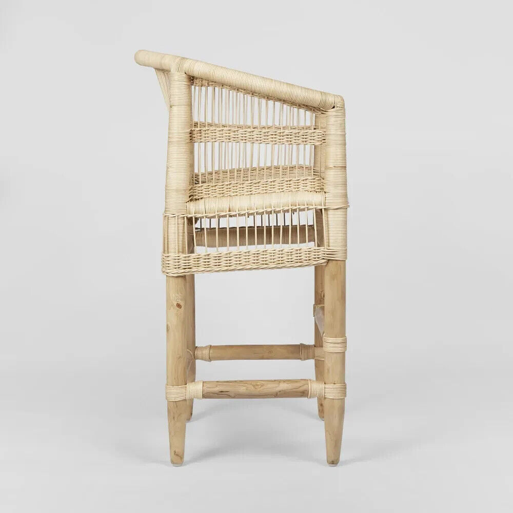 Livingstone Bar Chair Natural/White cushion - Outdoor Under-Cover By Florabelle