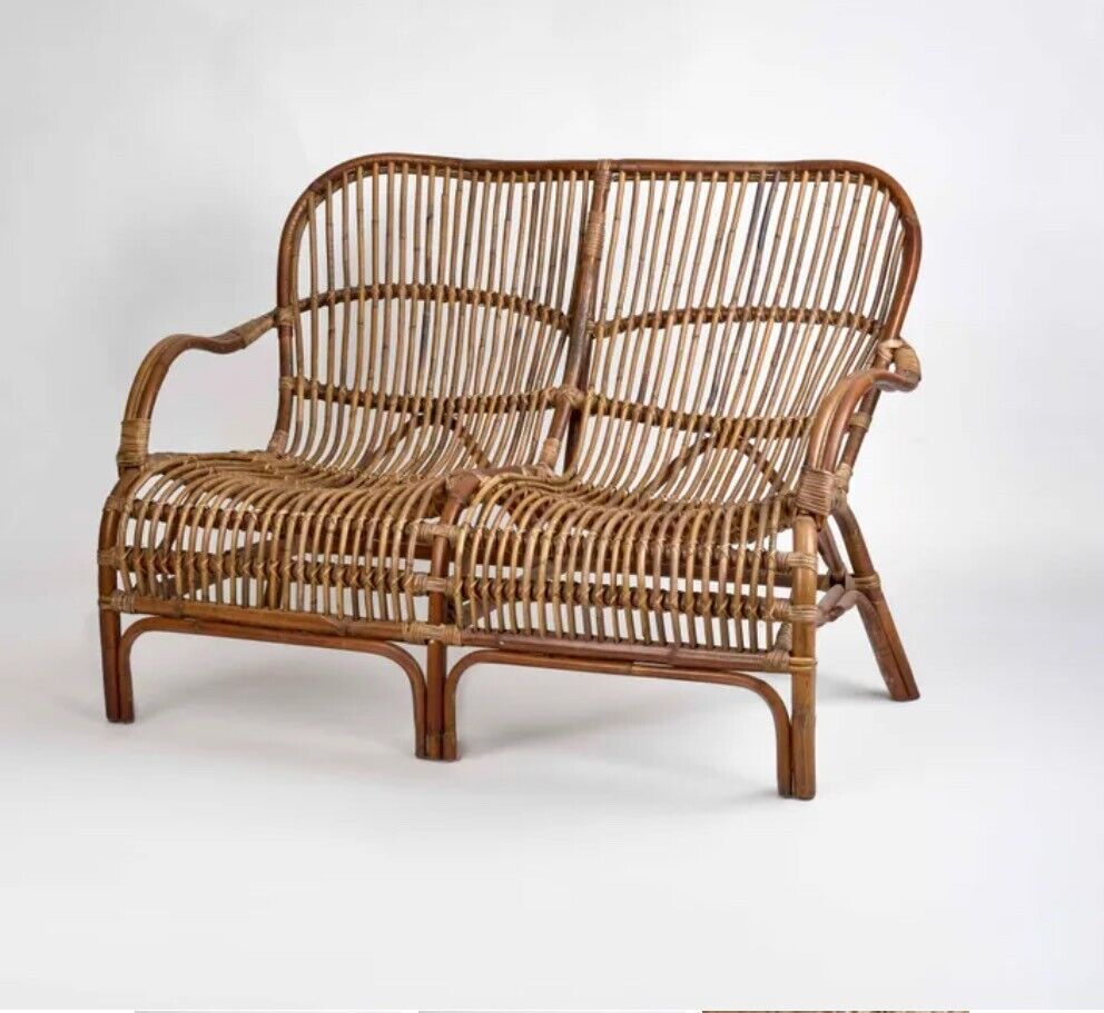 SEVILLE RATTAN TWO SEATER ANTIQUE By Florabelle Living