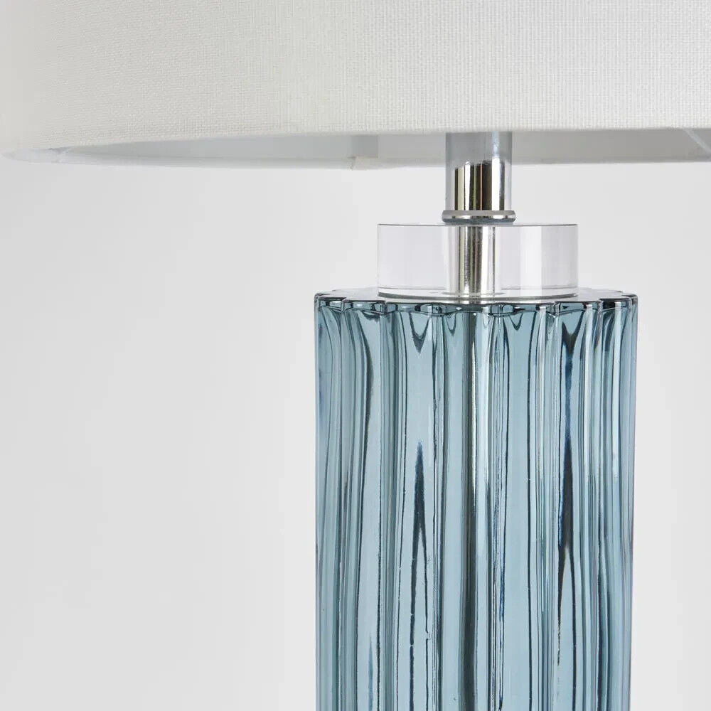 Serento Blue Glass Table Lamp & White Shade By Emac & Lawton