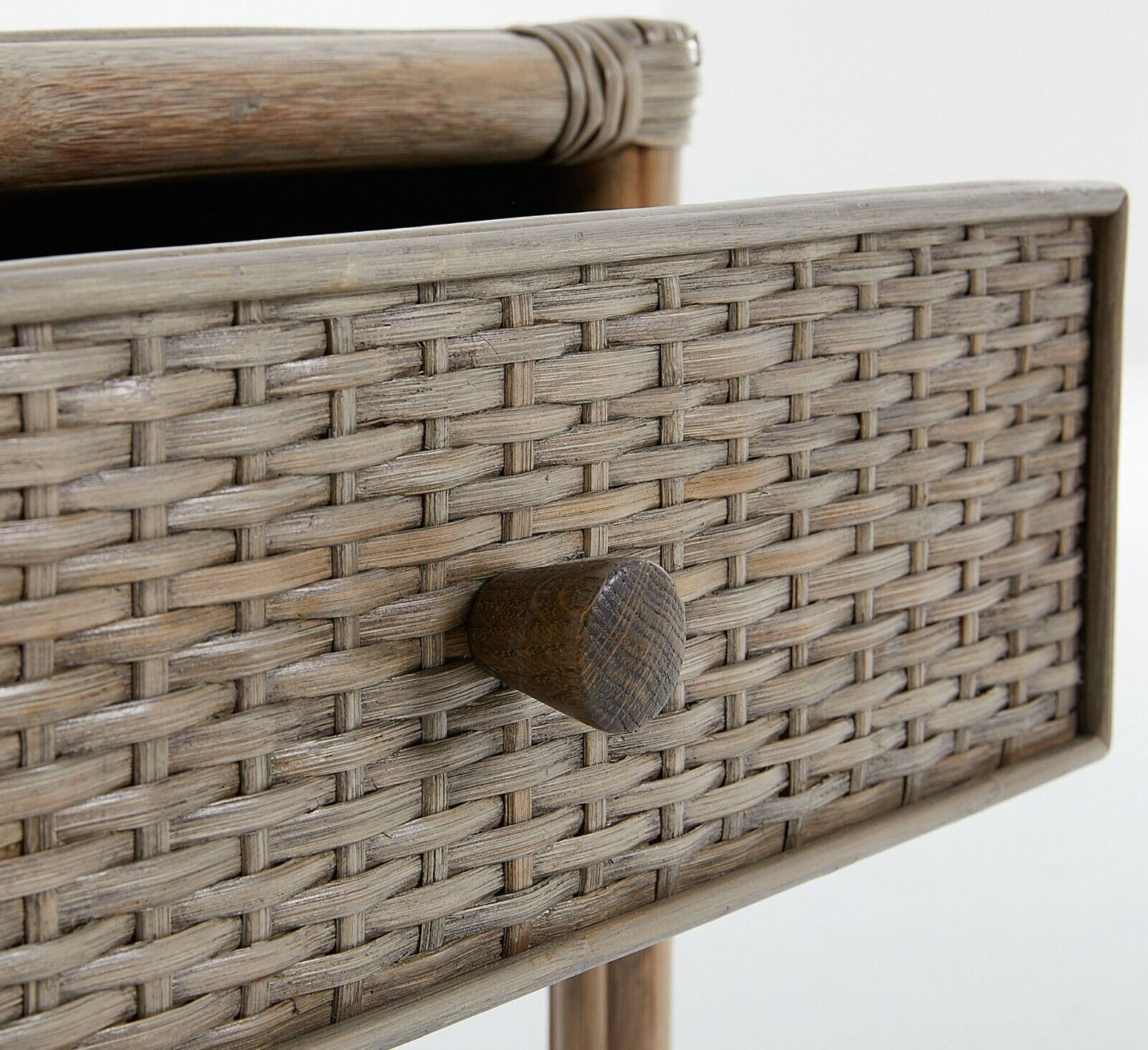 Amara Rattan Bedside Table in Mud Grey Finish RRP $1149.00