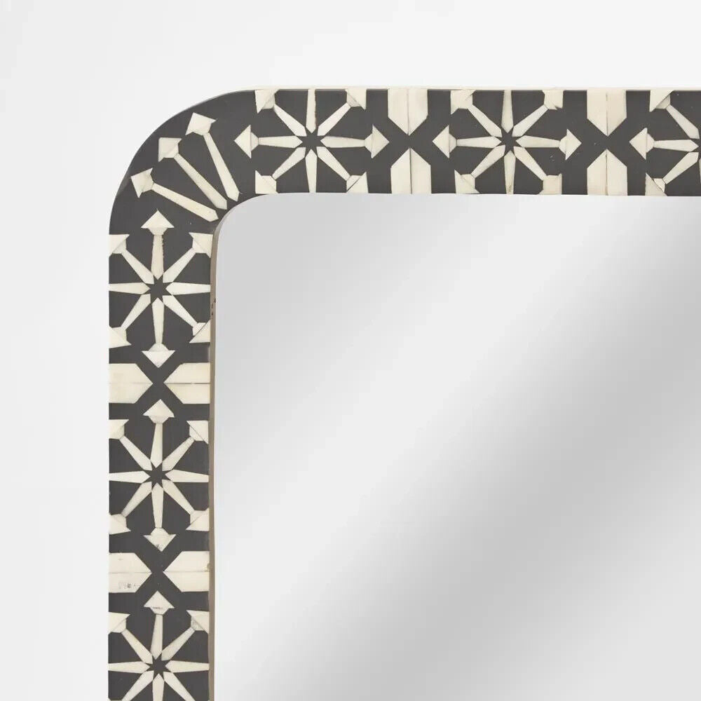 Adina Bone Inlay Mirror Grey/White By Florabelle Living