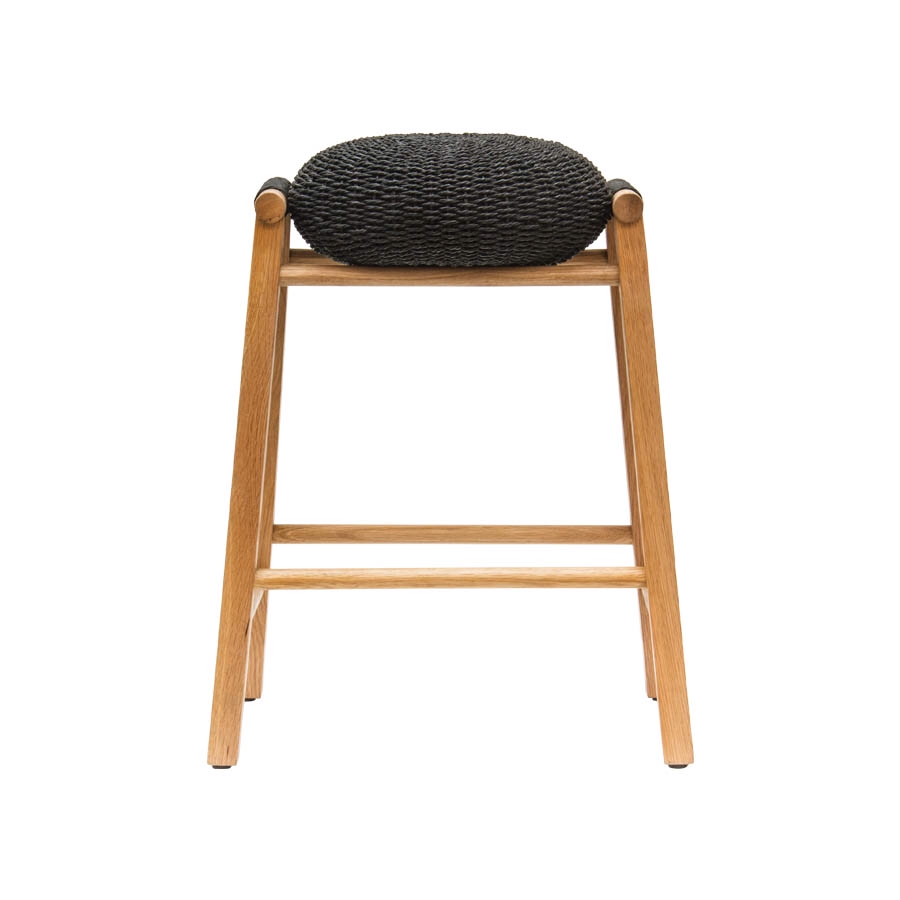 Float Cushion Bar Stool by Satara - Black and Oak