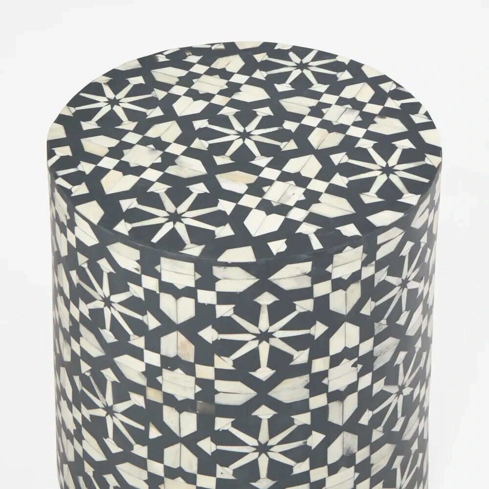 Adina Bone Inlay Side Table Grey/White By Florabelle Living