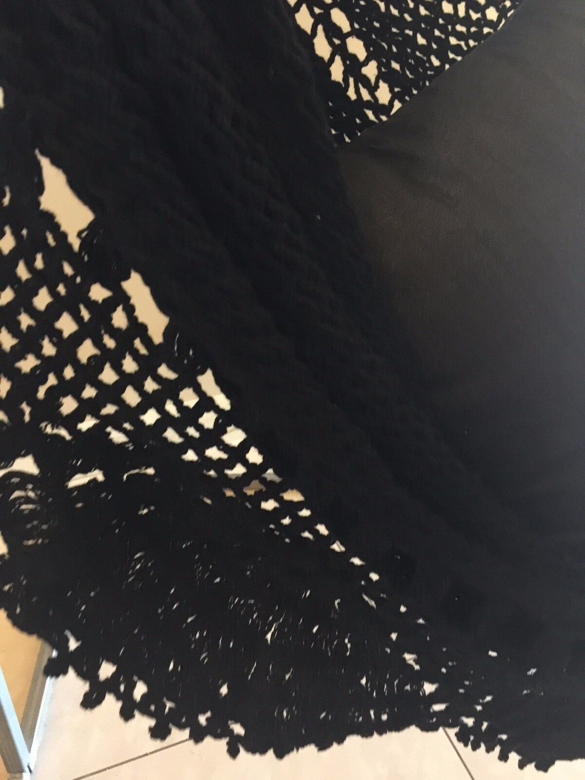 BLACK LARGE HANGING HAMMOCK CHAIR HANDMADE WITH CROCHET EDGE