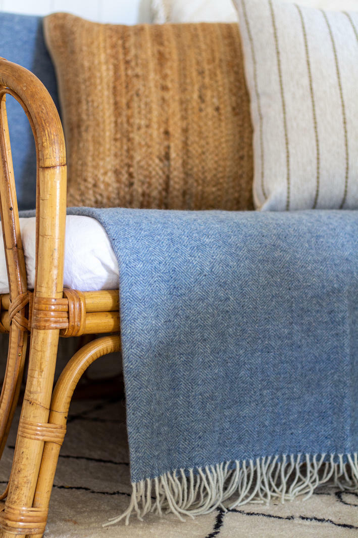 Hampton Merino Wool Throw - Blue