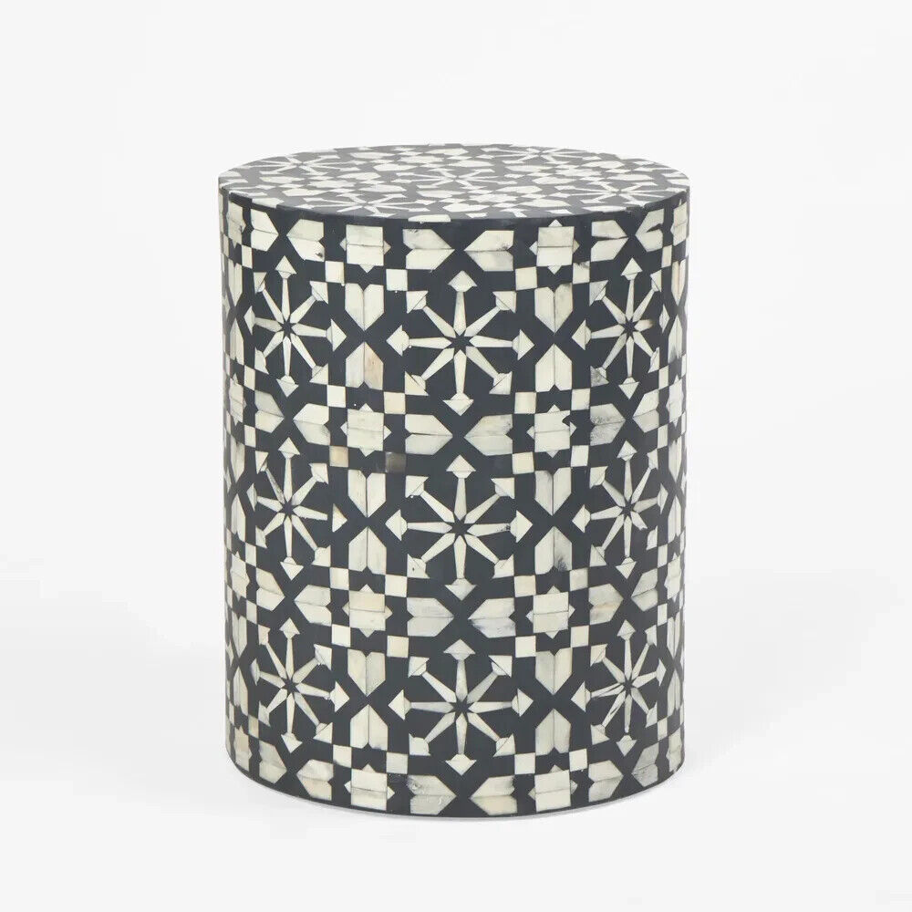Adina Bone Inlay Side Table Grey/White By Florabelle Living