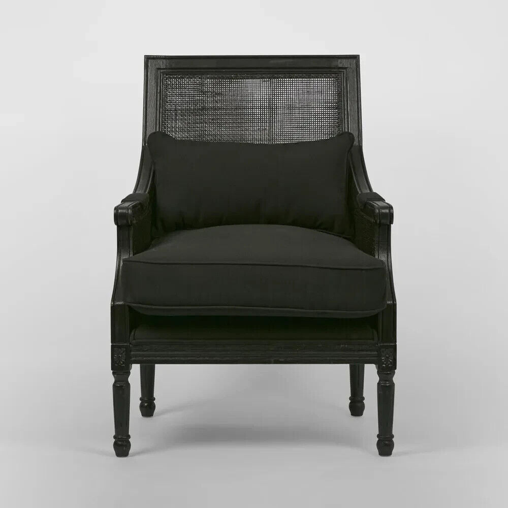 HICKS BLACK RATTAN CANED ARMCHAIR with Cushions by Florabelle