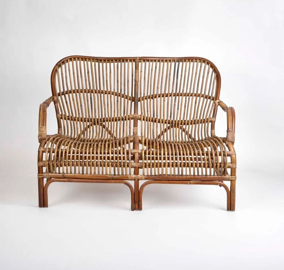 SEVILLE RATTAN TWO SEATER ANTIQUE By Florabelle Living