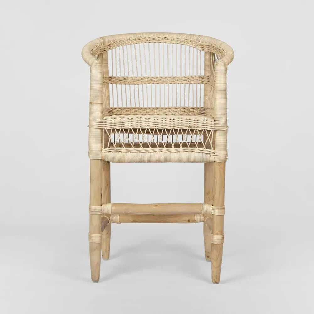 Livingstone Bar Chair Natural/White cushion - Outdoor Under-Cover By Florabelle
