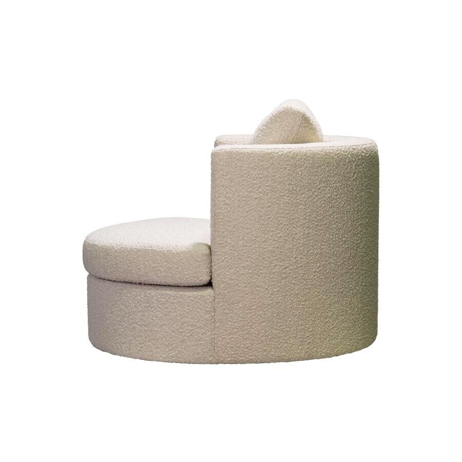 High End Bergman Swivel Chair in Natural Boucle by Satara as seen on the Block