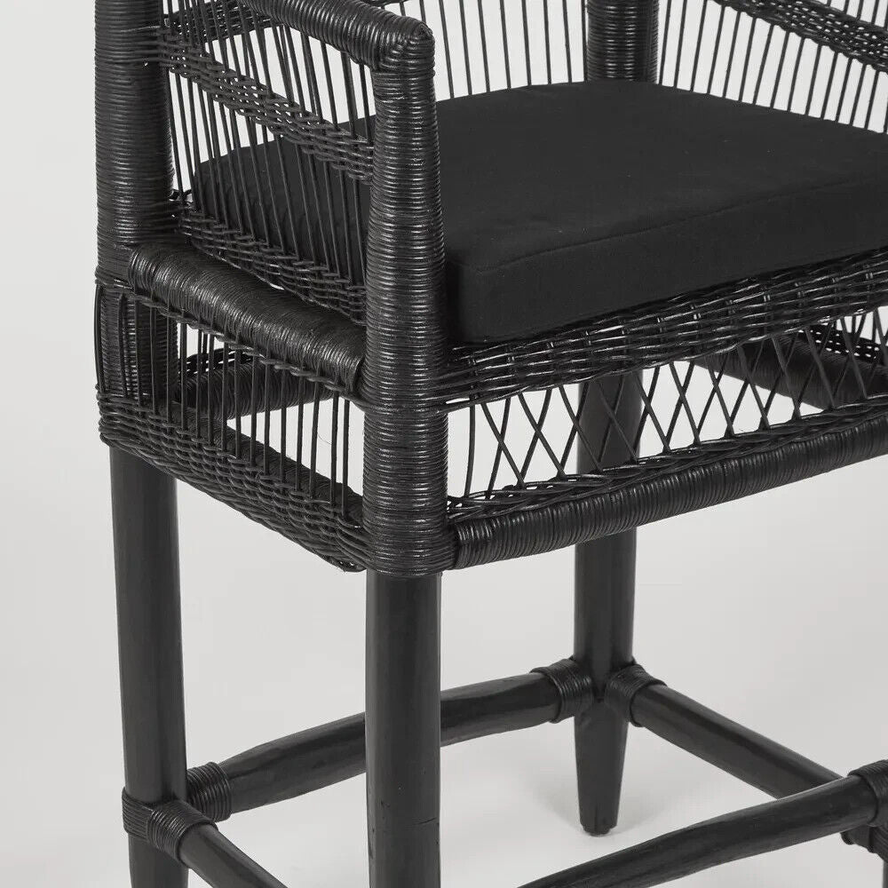 Livingstone Bar Chair Black/Black Cushion - Outdoor Under-Cover By Florabelle