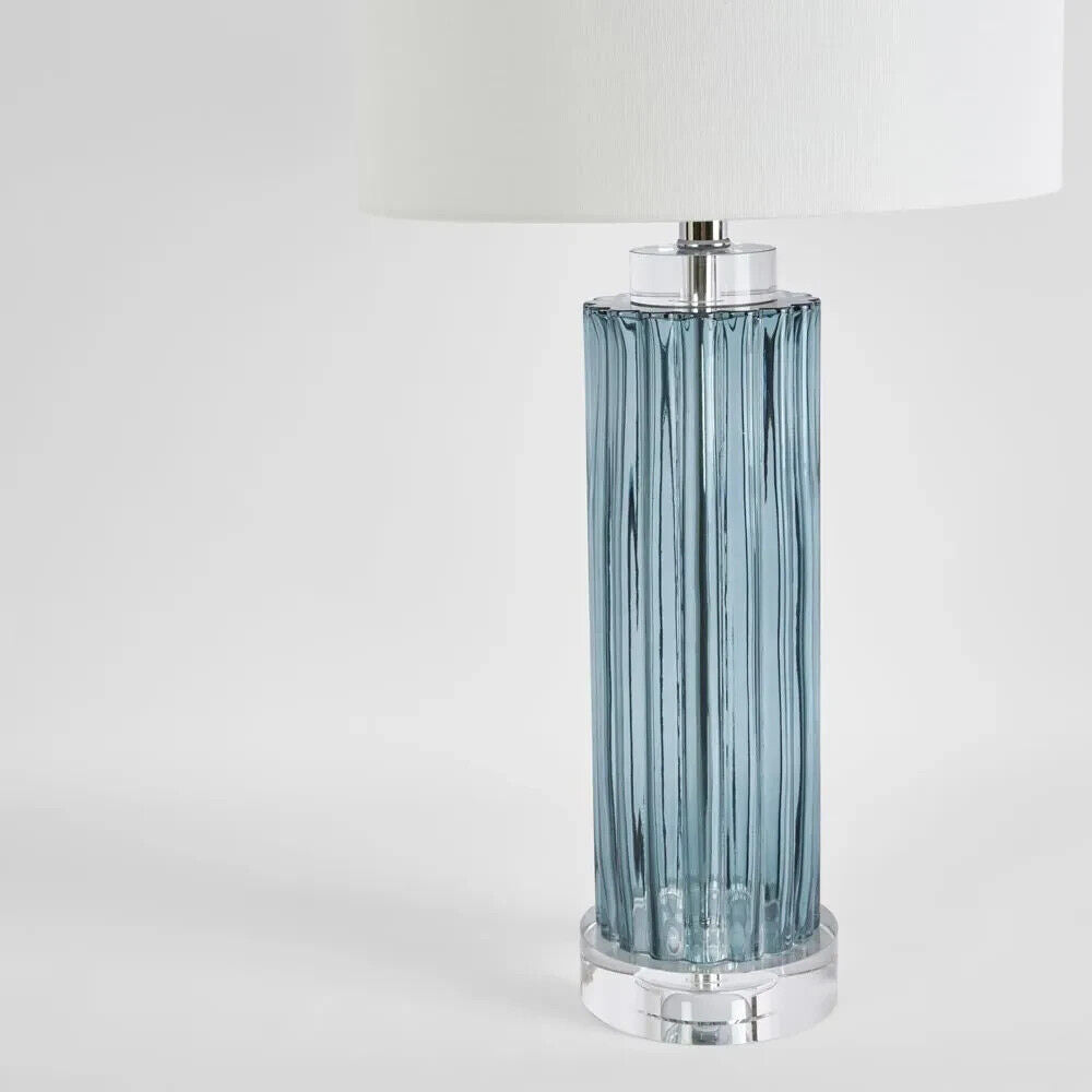 Serento Blue Glass Table Lamp & White Shade By Emac & Lawton