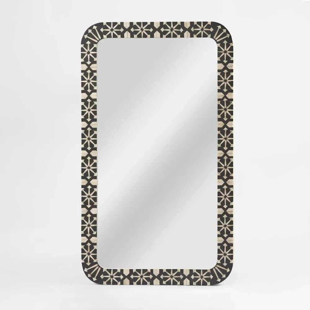 Adina Bone Inlay Mirror Grey/White By Florabelle Living