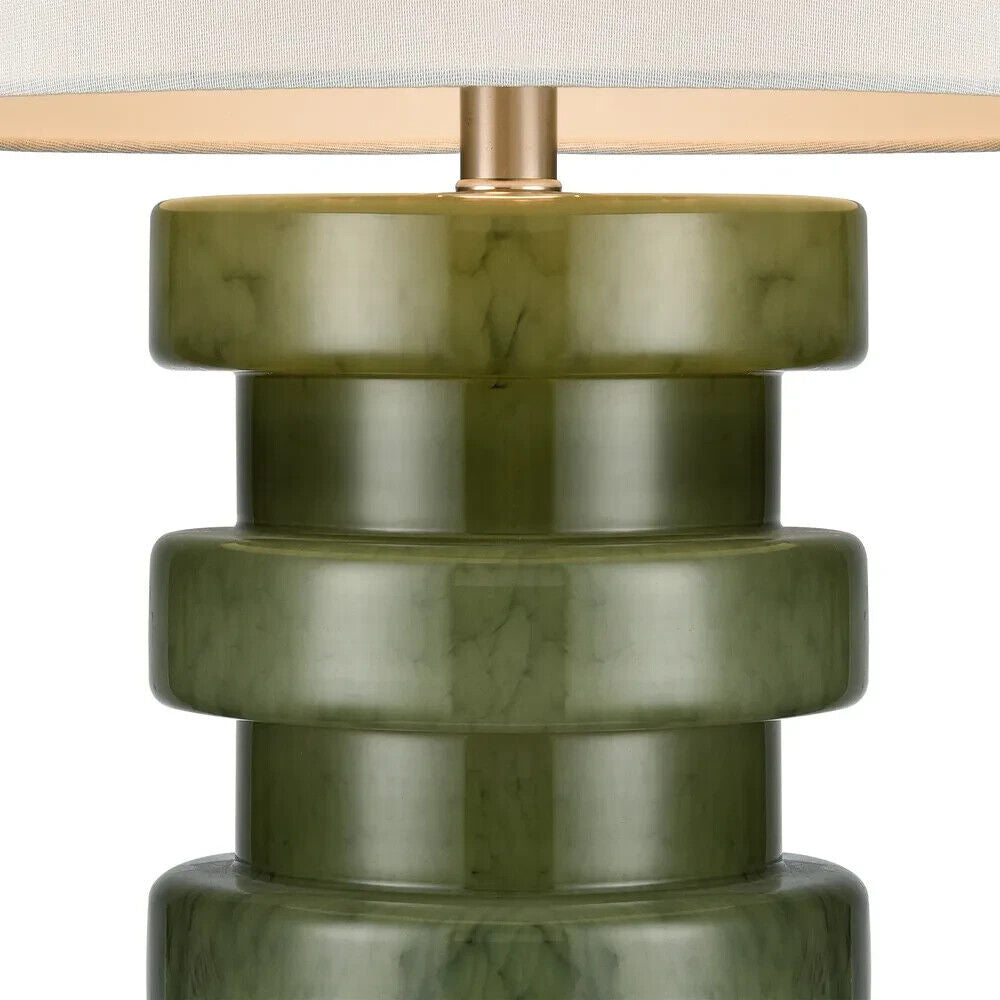 Remy Green Glass Table Lamp & White Shade By Emac & Lawton
