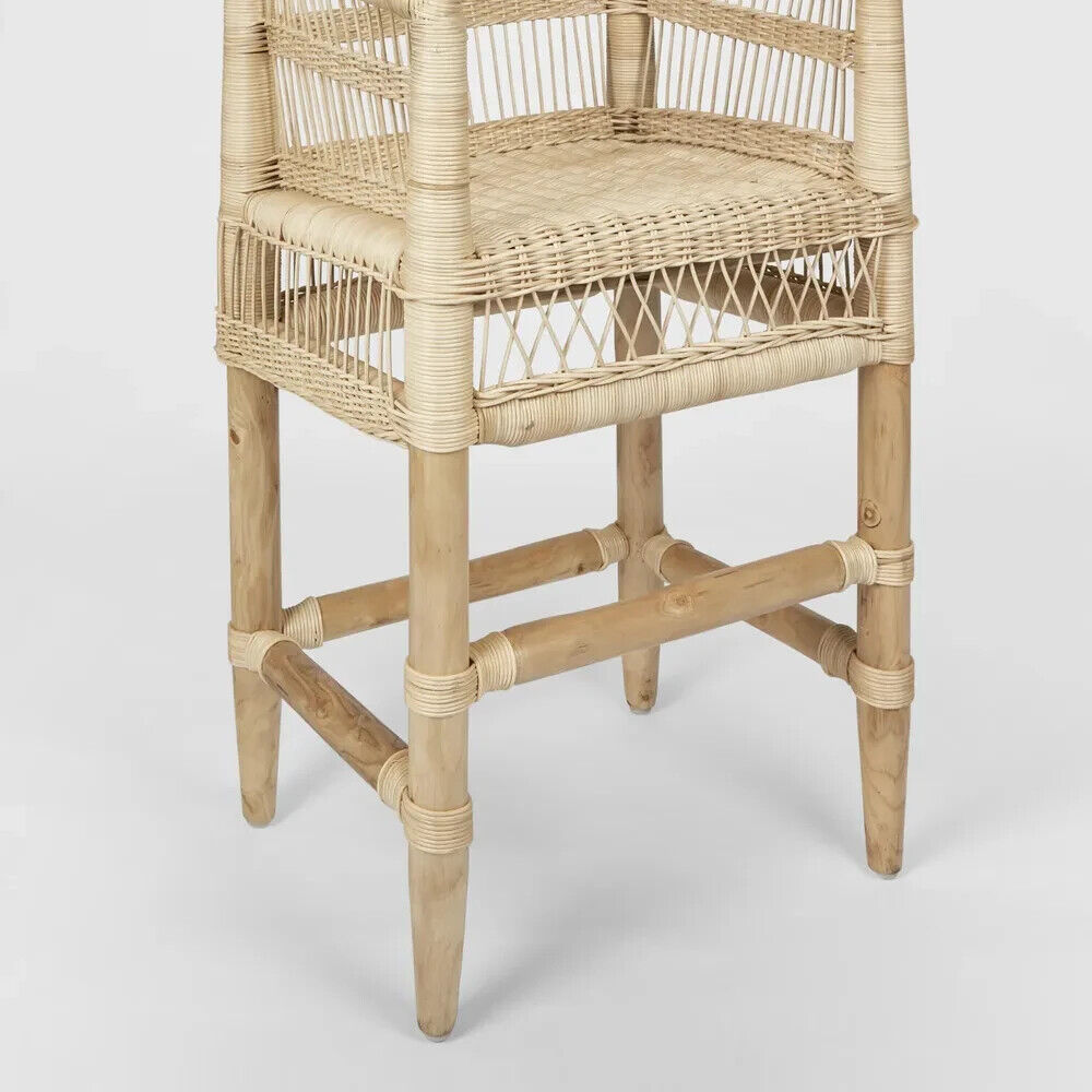 Livingstone Bar Chair Natural/White cushion - Outdoor Under-Cover By Florabelle