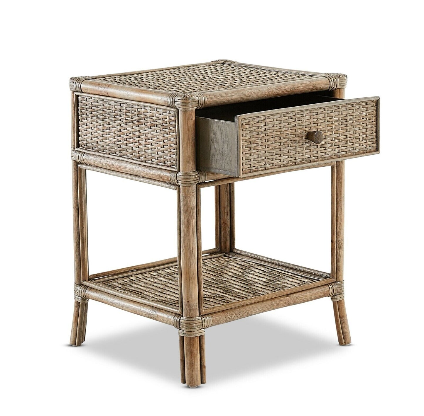 Amara Rattan Bedside Table in Mud Grey Finish RRP $1149.00