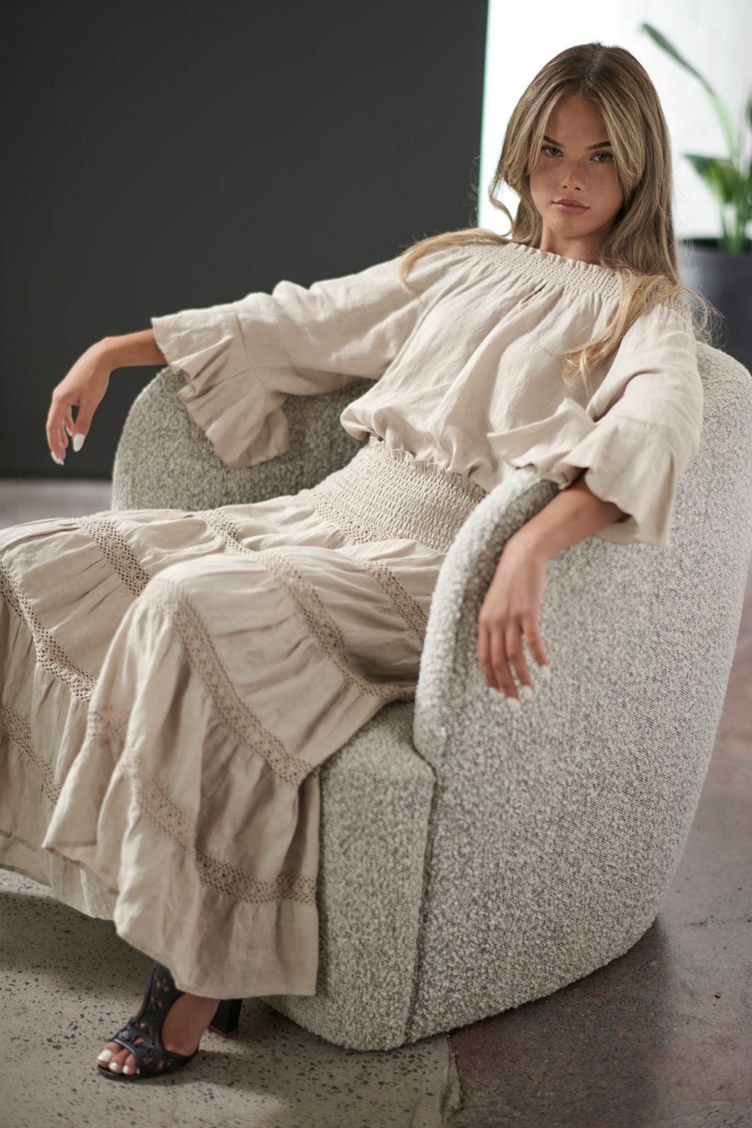 High End Gigi Storm Boucle Lounge Chair by Satara