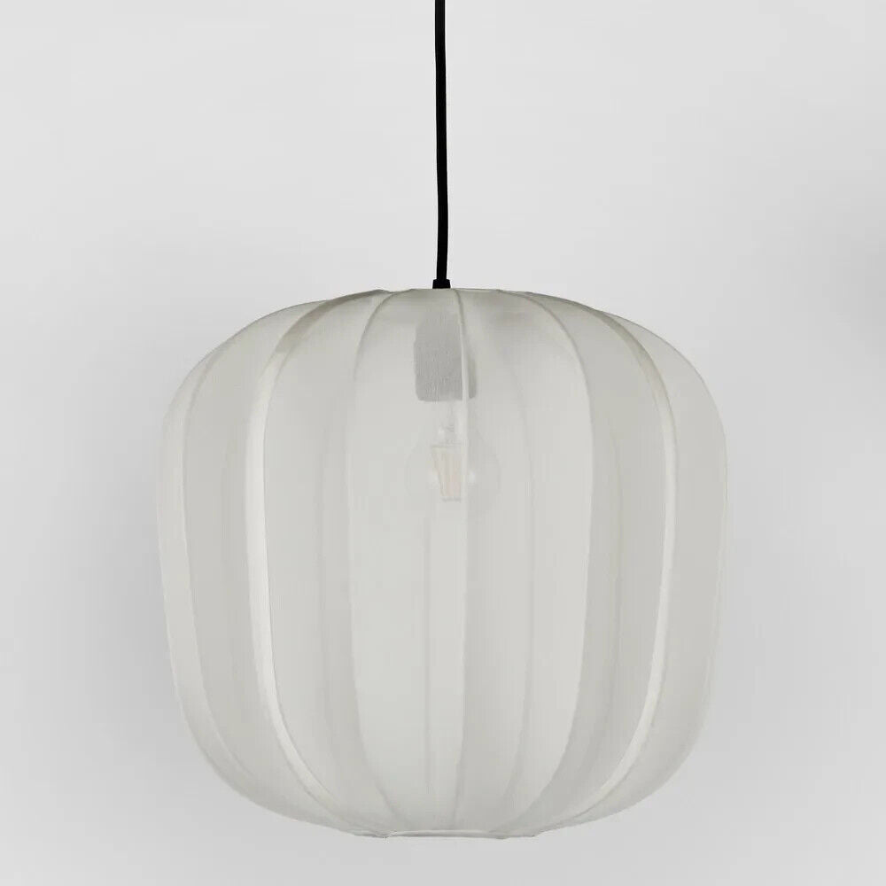 PUMPKIN CEILING PENDANT MEDIUM IVORY with Black Cord By Emac & Lawton