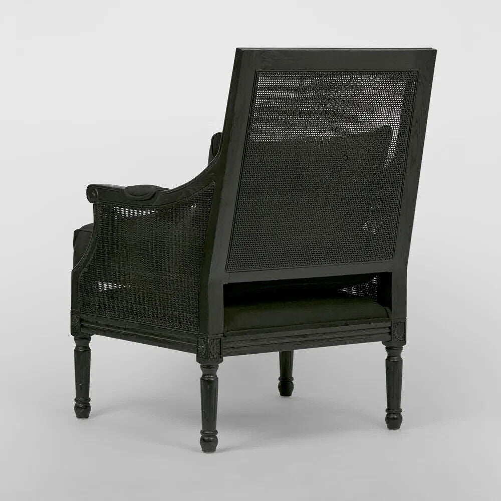 HICKS BLACK RATTAN CANED ARMCHAIR with Cushions by Florabelle