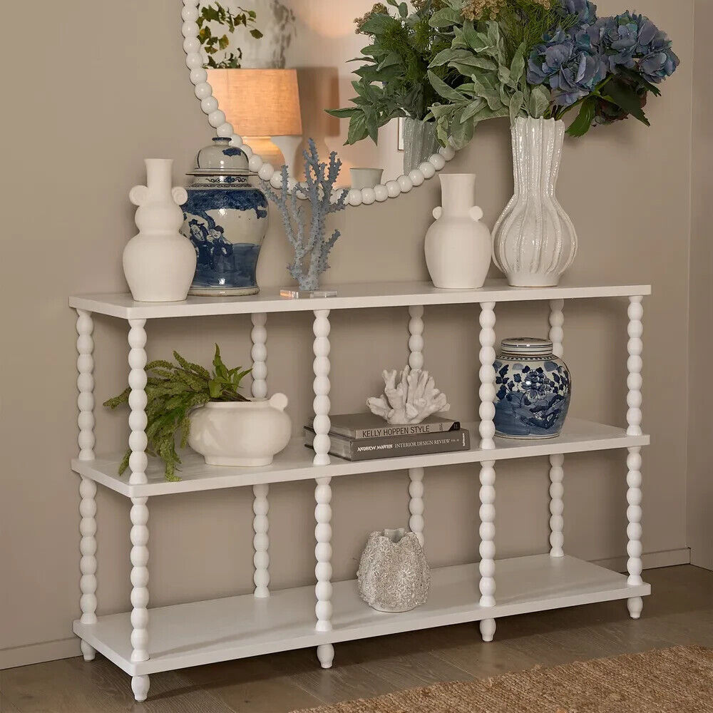 Bobbin Oak Timber Console Table White Florabelle Living
