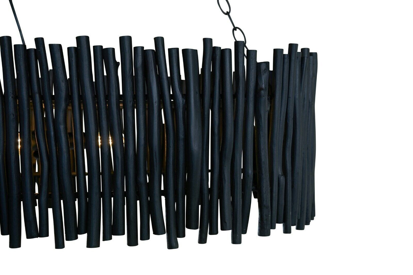 Wood Candlestick Oval Chandelier Black - L100 x W45 x H31cm