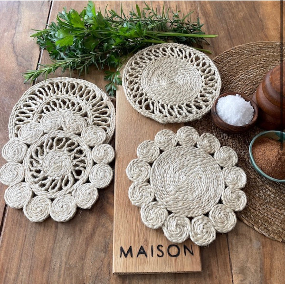 SET OF 4 - High Quality Handmade Jute Trivet in Natural Colour