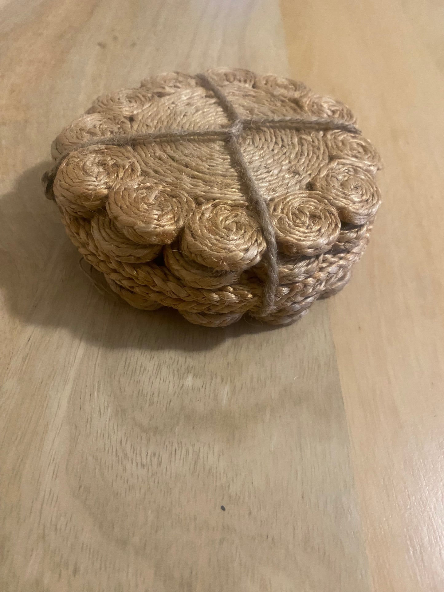 Handmade Jute Retro Coaster Set of 6 – spice colour