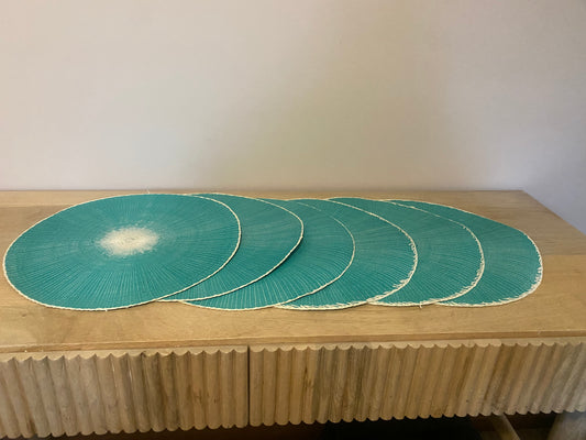 Set of 6 Boho Teal Green placemats - 38 cm diameter