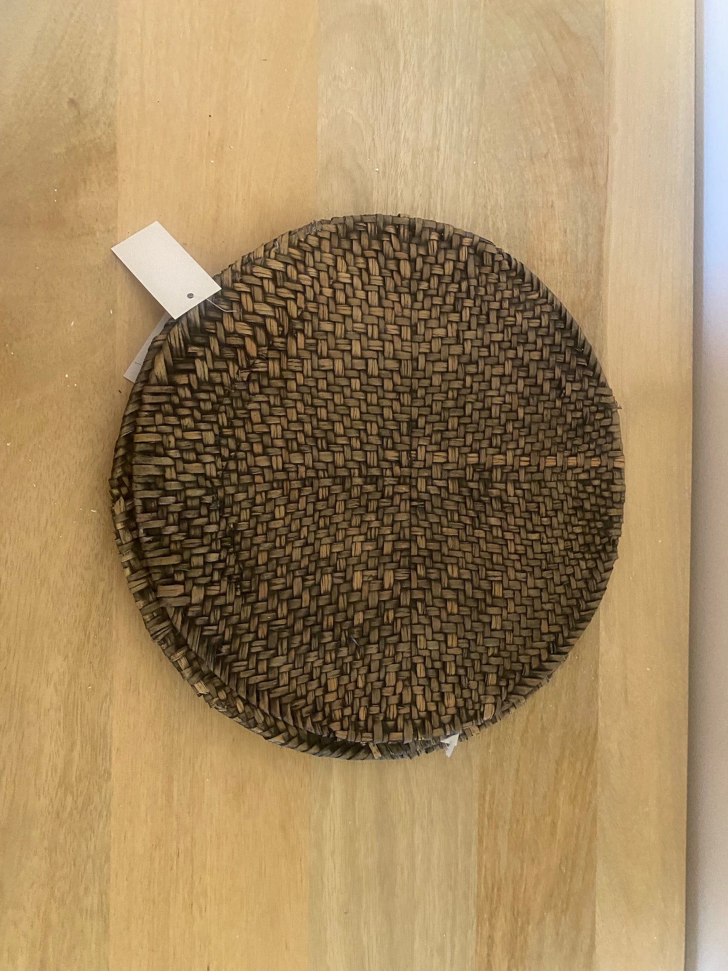 Set of 6 vintage brown long weave place mats- 30 cm diameter