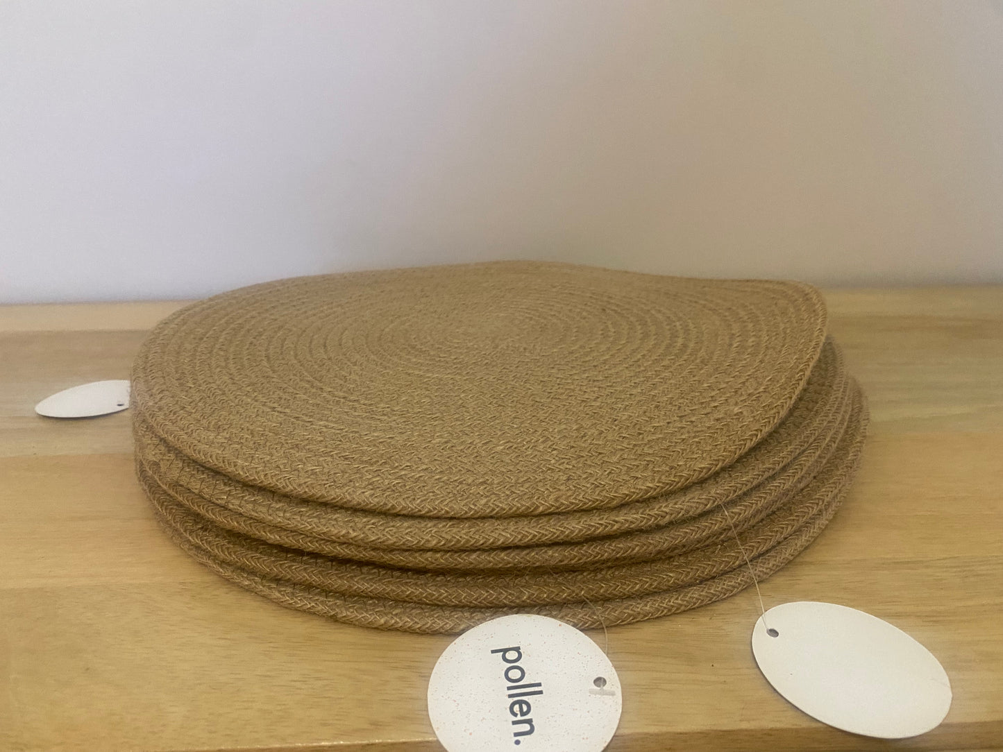 Set of 6 Natural Handwoven thick Jute mats