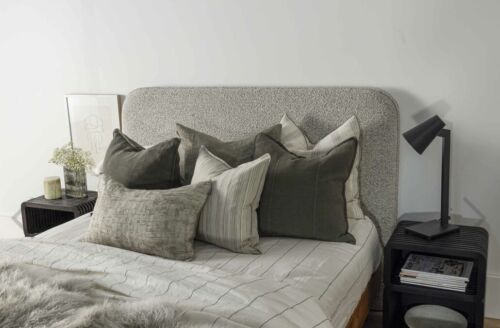 Fully upholstered Bianca Bedhead - King Storm Boucle FREE DELIVERY MELBOURNE