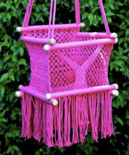 Luxury macrame baby chair / swing PINK - Handmade in Central America