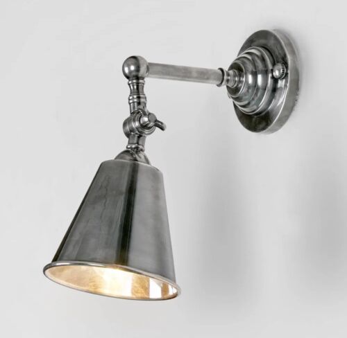 UTOPIA WALL LIGHT WITH METAL SHADE ANTIQUE SILVER