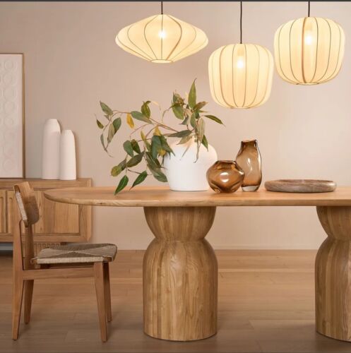 PUMPKIN CEILING PENDANT LARGE IVORY with Black Cord By Emac & Lawton