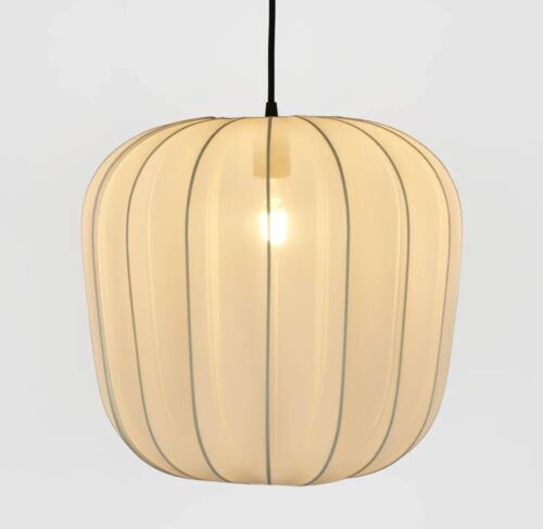PUMPKIN CEILING PENDANT LARGE IVORY with Black Cord By Emac & Lawton