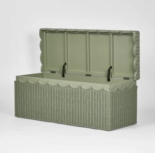 BELLE RATTAN STORAGE BENCH GREEN By Florabelle Living