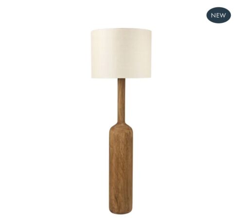 FLASK WOOD FLOOR LAMP SADDLE BASE W NATURAL SHADE Florabelle Living