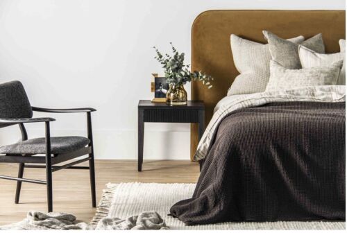 Fully upholstered Bianca Bedhead - King Plush Caramel FREE DELIVERY MELBOURNE