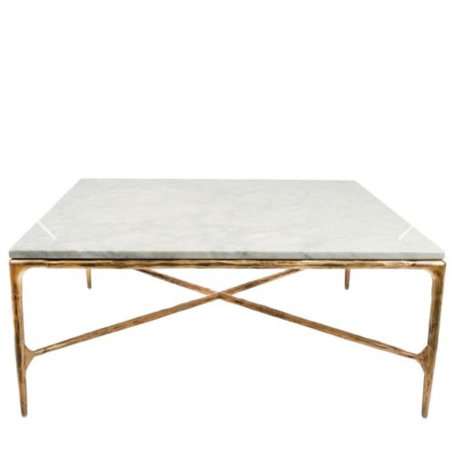 ARIES SQUARE MARBLE COFFEE TABLE GOLD By Florabelle Living