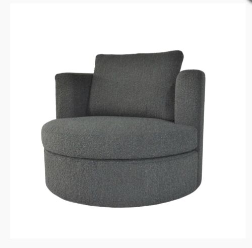 High End Bergman Swivel Chair by Satara - Charcoal Boucle