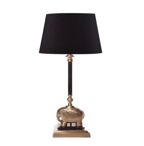 SABU ELEPHANT TABLE LAMP BASE ANTIQUE BRASS AND BLACK - BASE ONLY